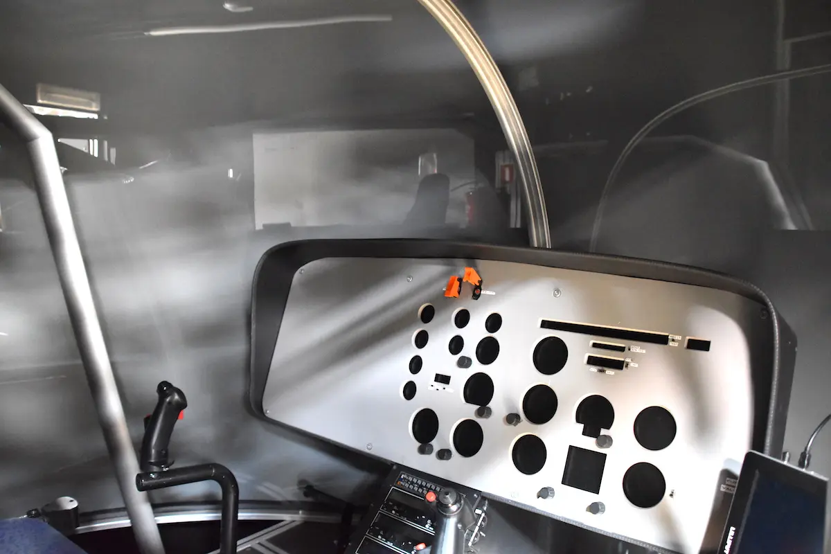 Instrument panel inside the FNPT II helicopter simulator